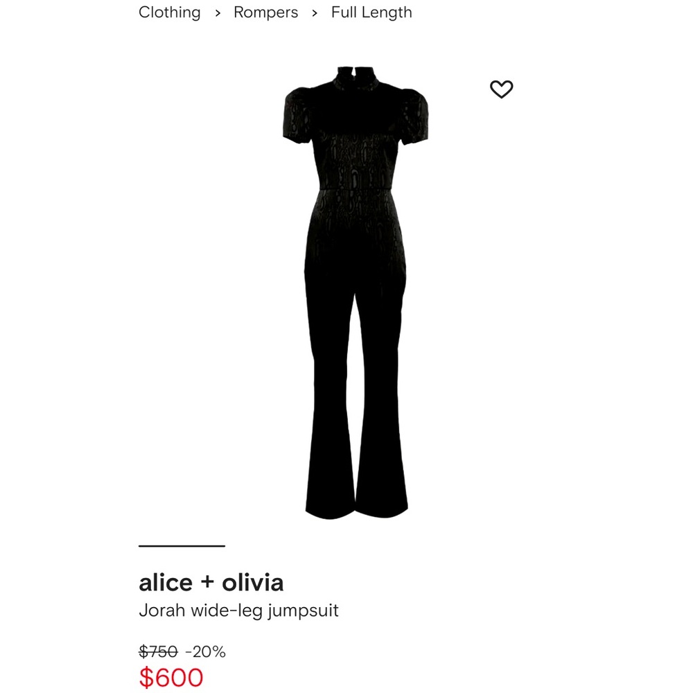 Alice + Olivia Jorah romper jumpsuit size 2 like new - puff sleeves wide leg